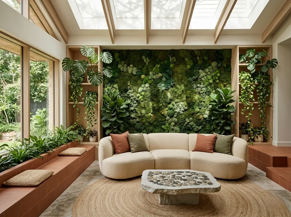 Lush biophilic living room Bangalore